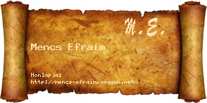 Mencs Efraim névjegykártya